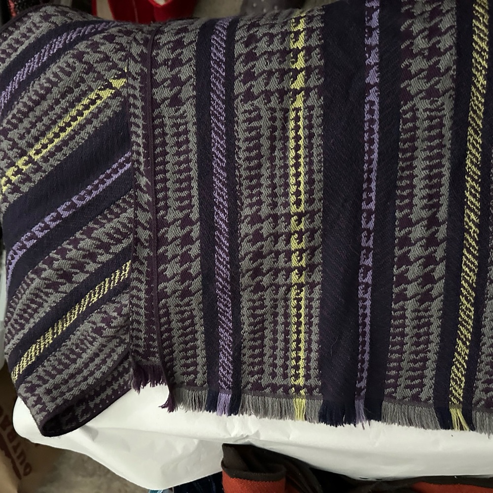 Robert Graham Striped Purple and Gray Wool Scarf